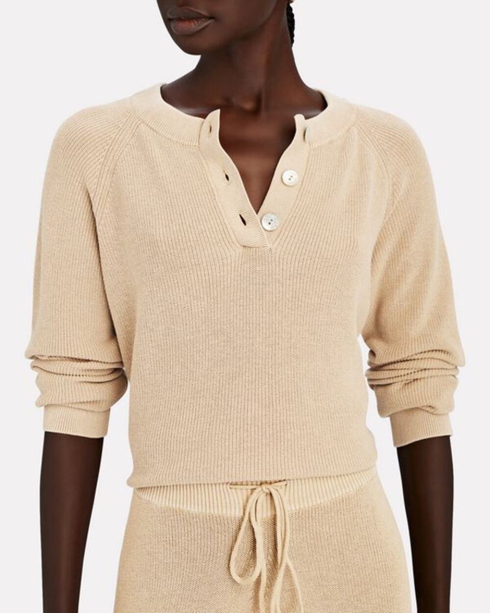 Rails Piper Tan Long Sleeve Cashmere Blend Henley Sweater Size Large